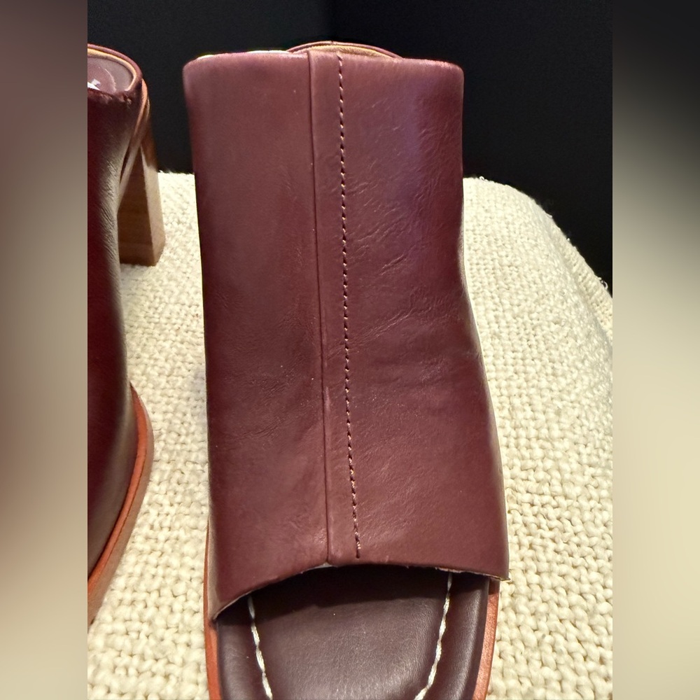 Sofft Burgundy Leather Open-Toe Mule Sandals - Picture 3 of 8